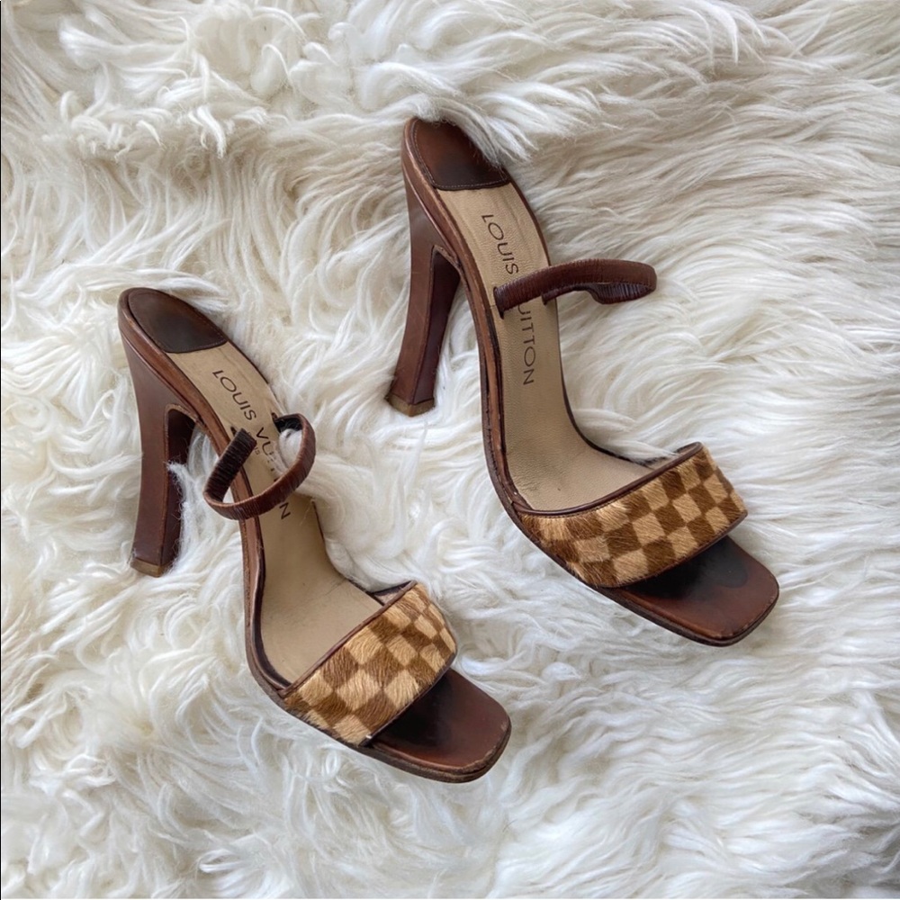 SOLD ❌ Louis Vuitton Damier Sandal Heels - 35.5